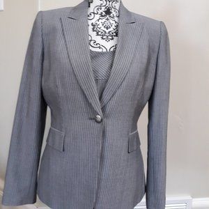 Tahari Arthur Levine Sharp Gray 3 Piece with Cream Pinstripes